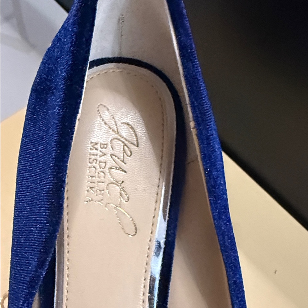 Badgley Mischka Navy Pointed-Toe Kitten Heel Pump - Picture 6 of 9